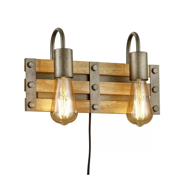 Khan Vintage 2 Light Wall Lamp Nickel antique