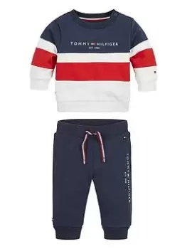 Tommy Hilfiger Baby Colorblock Crew Neck Set - Navy, Size 9-12 Months