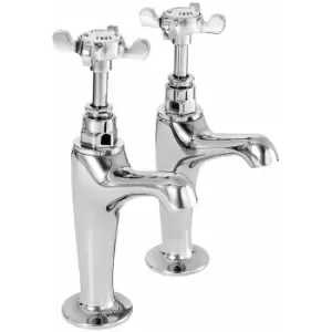 Deva - Coronation High Neck Kitchen Sink Taps Pair Pillar Mounted - Chrome