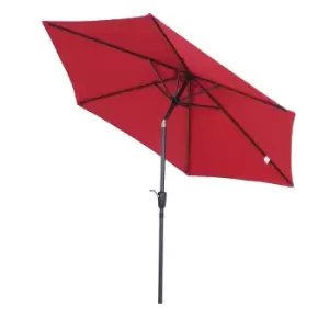 Outsunny Patio Umbrella Parasol Sun Shade Garden Aluminium Wine Red 2.7M