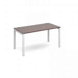 Connex single desk 1400mm x 800mm - white frame and walnut top