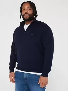 Tommy Hilfiger Cashmere Half Zip Mock Knit Jumper - Navy