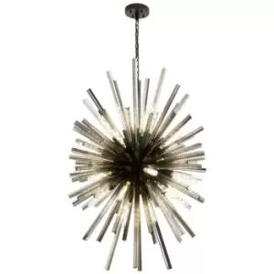 Luminosa Hornby 32 Light E27, Vertical Oval Ceiling Pendant Brown Oxide, Smoke Glass