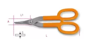Beta Tools 1114 Tin Snips - Straight Narrow Blade L: 250mm 011140265