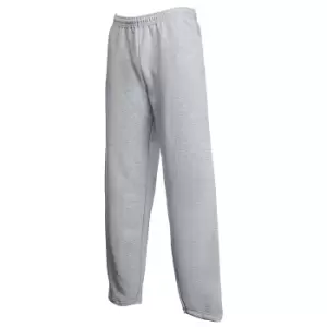 Fruit Of The Loom Mens Open Hem Jog Pants / Jogging Bottoms (XL) (Heather Grey)