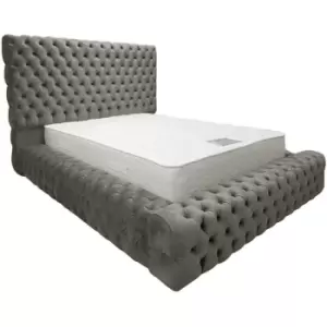 Sultan Upholstered Beds - Plush Velvet, King Size Frame, Grey - Grey