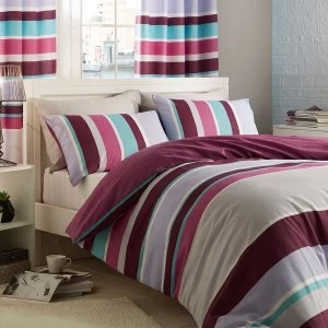 Catherine Lansfield Modern Textured Stripe King Duvet Set - Multi