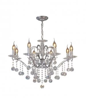 Ceiling Pendant Chandelier 8 Light Polished Chrome, Crystal