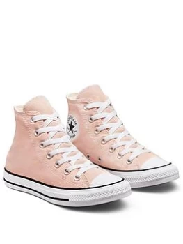 Converse Chuck Taylor All Star Partially Recycled Cotton Hi Top Trainers - Pink/White, Pink, Size 8, Women