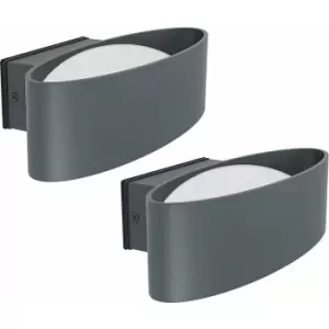 Loops - 2 pack IP44 Outdoor Wall Light Anthracite Aluminium & Steel 10W led