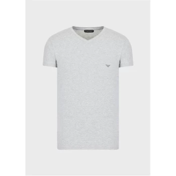 Emporio Armani Icon Logo V Neck T Shirt - Grey