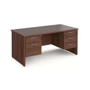 Office Desk Rectangular Desk 1600mm With Double Pedestal Walnut Top And Panel End Leg 800mm Depth Maestro 25 MP16P23W