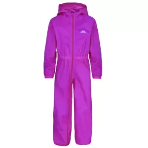 Trespass Childrens/Kids Button Rain Suit (7-8 Years) (Purple Orchid)