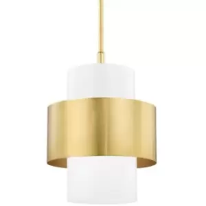 Corinth 1 Light Large Pendant Brass, Glass