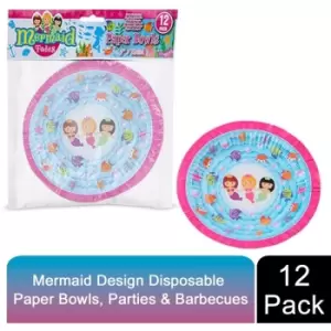 Pms International - Mermaid Design 7Inch 12 Disposable Paper Bowls For Picnics, Parties & Barbecues