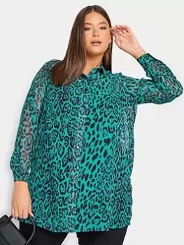 Yours Animal Boyfriend Shirt, Green, Size 18, Women