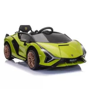 HOMCOM Compatible 12V Battery-powered Kids Electric Ride On Car Lamborghini SIAN Toy with Parental Remote Control Lights MP3 for 3-5 Years Old Green