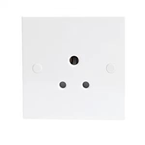 KnightsBridge 5A White Round Pin 1G Single 230V Unswitched Electric Wall Socket