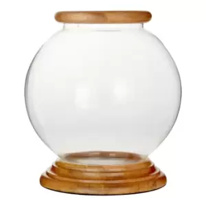 Hampstead Hurricane Candle Holder With Wood Rim Large