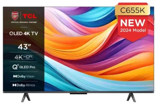 TCL 43" 43C655K Smart 4K Ultra HD QLED TV