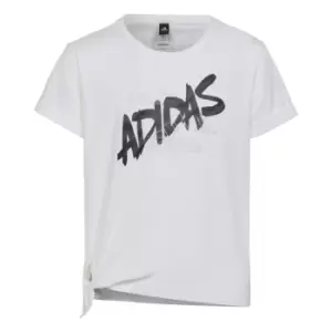 adidas Dance Knotted T-Shirt Kids - White / Silver Metallic