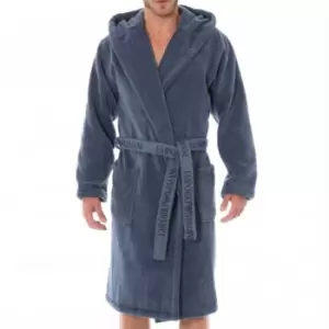 Emporio Armani Logo Jacquard Sponge Bathrobe - Iron L