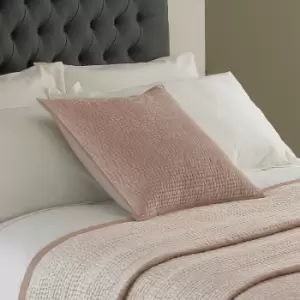 Paoletti - Brooklands Velvet Embossed Quilted Cushion Cover, Blush, 55 x 55 Cm