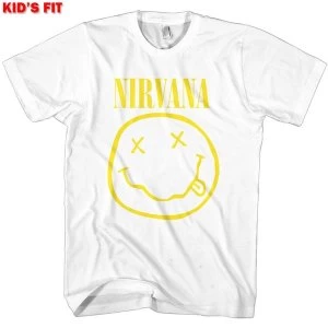 Nirvana - Yellow Smiley Kids 11 - 12 Years T-Shirt - White