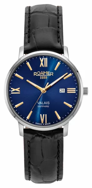 Roamer 958844 41 41 05 Valais Ladies Blue Dial With Yellow Watch