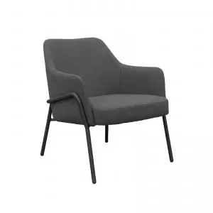 Corby lounge chair with Black metal frame - dark grey