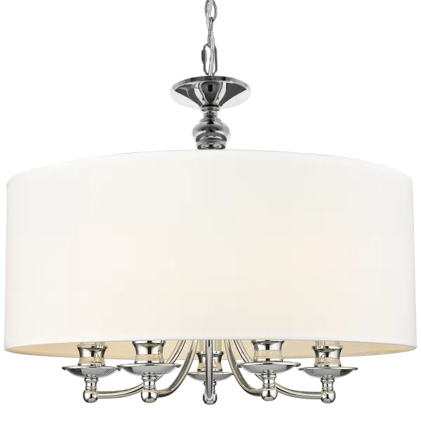 Abu Dhabi 5 Light Cylindrical Pendant Ceiling Light Silver, E14