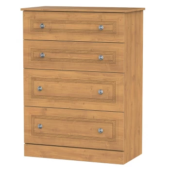 Robert Dyas Loxley Ready Assembled 4-Drawer Deep Chest of Drawers - Oak