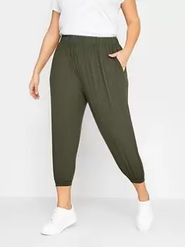 Yours Jersey Crop Harem Khaki, Green, Size 22-24, Women