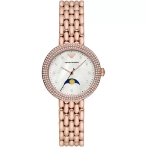 Ladies Emporio Armani Multifunction Rose Gold-Tone Stainless Steel Watch