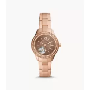 Fossil Womens Stella Automatic Rose Gold-Tone Stainless Steel Watch - Rose Gold