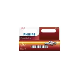 Philips Power Alkaline AAA Battery, Pack of 12, Red