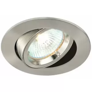 Loops - tilting Round Recess Ceiling Down Light Satin Nickel 95mm Flush GU10 Fitting