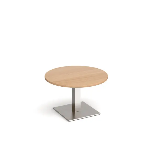 Brescia Circular Breakout Coffee Table with Square Brushed Steel Base - Beech