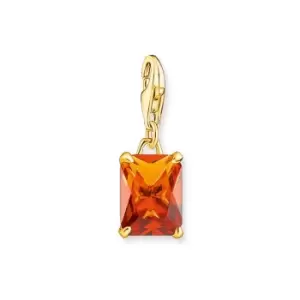 THOMAS SABO Gold Plated Octagon Cut Orange Stone Charm