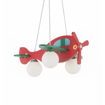 Ideal Lux Lighting - Ideal Lux Avion - Red And Green Aeroplane Pendant, E14