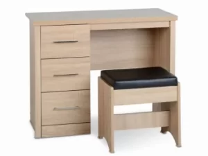 Seconique Lisbon Light Oak Effect Dressing Table with Stool Flat Packed