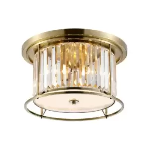 Luminosa Guilford Ceiling Lamp, 4 Light E27, Antique Brass, Clear