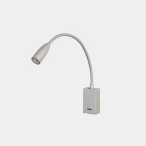 Bed Rectangular LED Reading Light Adjustable Arm Satin Nickel IP20 2.2W 3000K