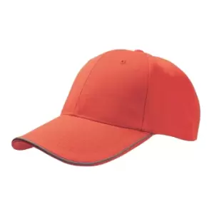 Atlantis Reflect 6 Panel Reflective Piping Baseball Cap (One Size) (Red)