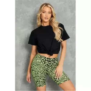 I Saw It First Leopard Print Cycling Shorts - Green