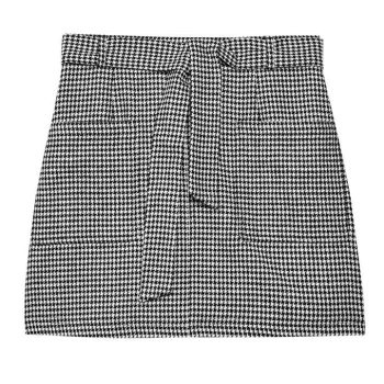 Jack Wills Pilley Tie Waisted Mini Skirt With Wool - Dogtooth