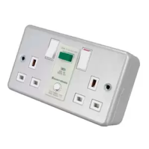 Greenbrook 13A Dp 2 Gang Switched Rcd Socket Metal Clad - M22SM