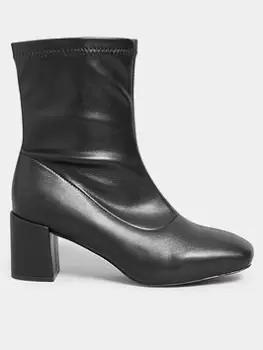 Yours Extra Wide Fit Tramline Block Heel Boot Black, Size E, Women