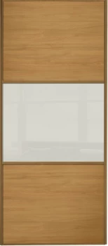 Wickes Sliding Wardrobe Door Wideline Oak Panel and Soft White Glass - 2220 x 762mm