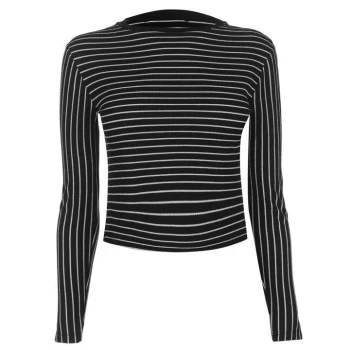 Firetrap Blackseal Long Sleeve Striped T Shirt - Black